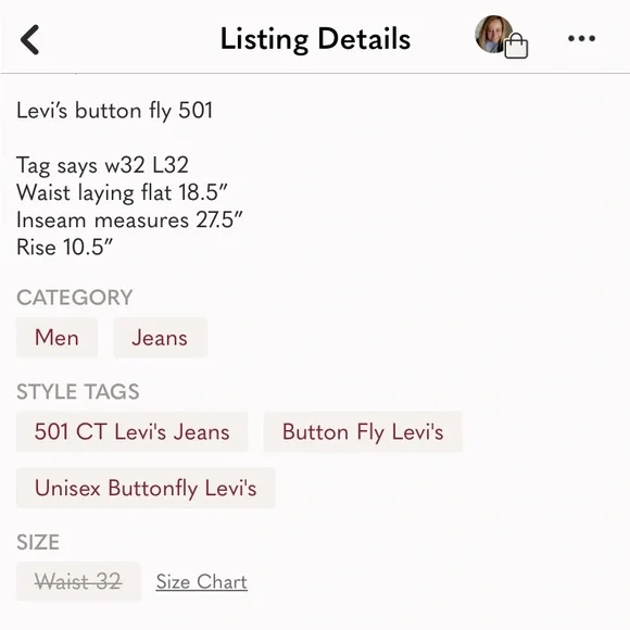 Levi’s Button Fly 501 CT Jeans - Picture 9 of 9